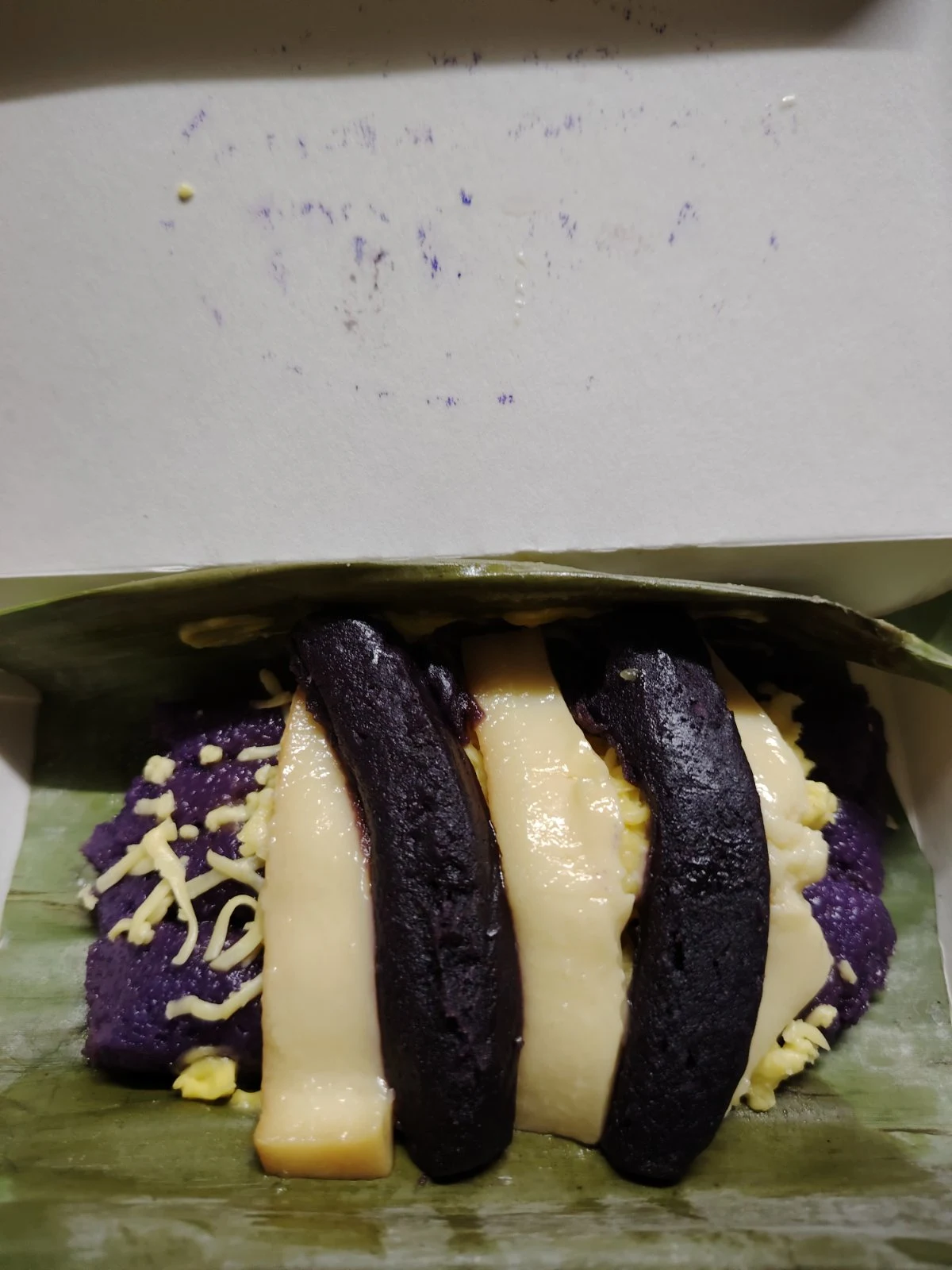 Lewie’s puto bung-bong with ube, leche flan and cheese