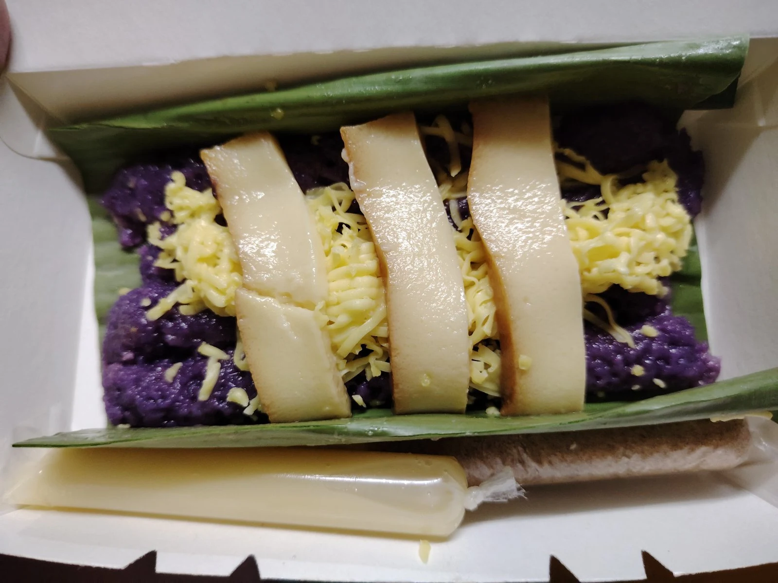 Puto bung-bong: Leche flan, cheese & condensed milk